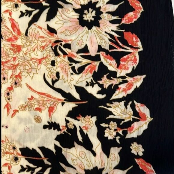 Roffe accessories orange/cream/black flowy kimono great colors print & drape EUC - Picture 6 of 8